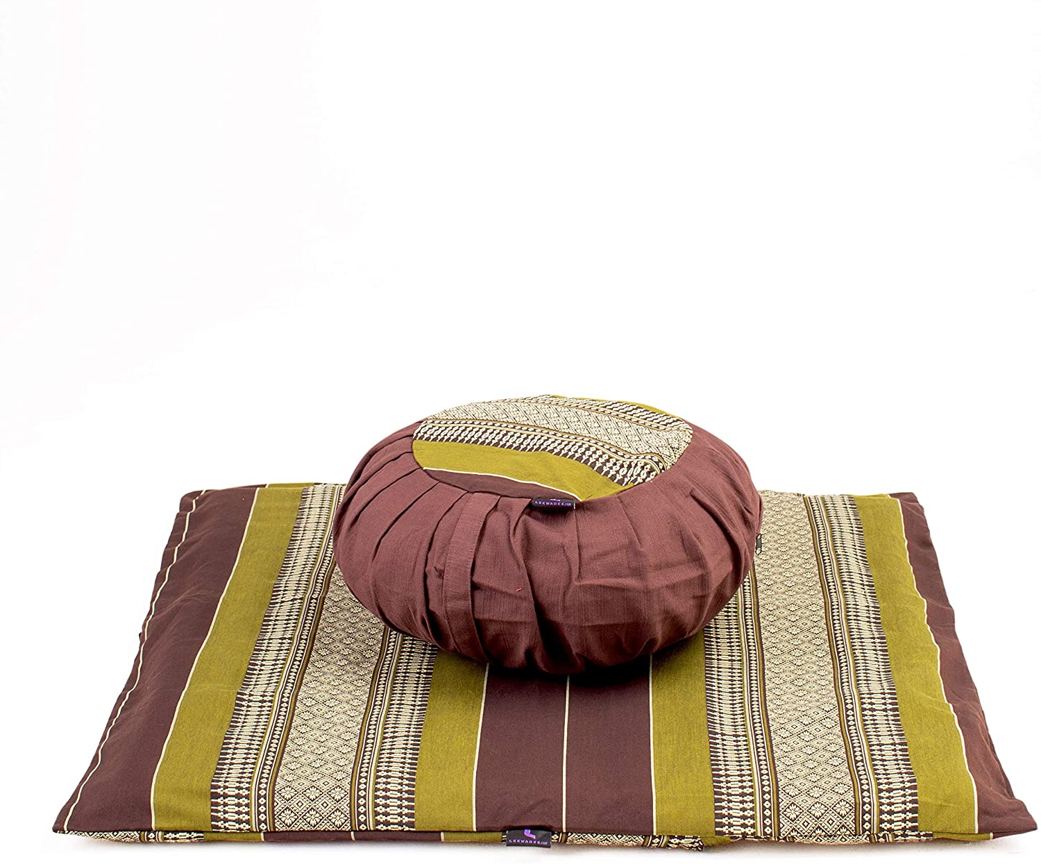 Leewadee - Juego de funda de cojín de meditación redonda extraíble y lavable, diseño de Zafu y alfombrilla cuadrada grande de Zabuton para asientos en el suelo, ecológico orgánico y natural,
