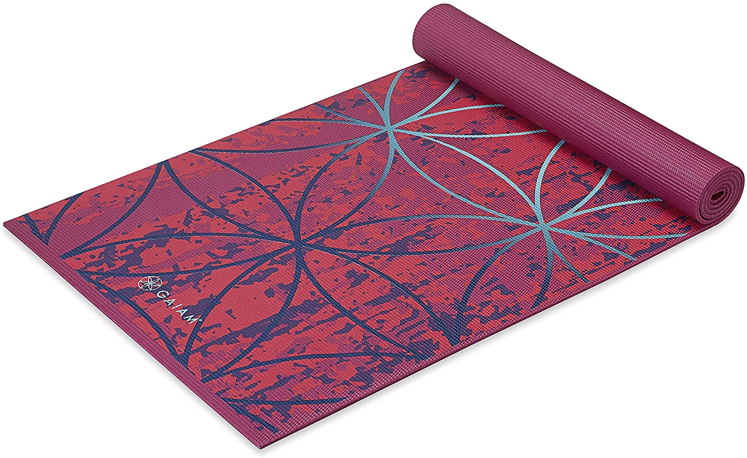Gaiam - Tapete de yoga estampado y extragrueso de 6mm, de primera calidad, para todo tipo de yoga, pilates y ejercicios en el suelo (68 pulgadas de largo x 24 pulgadas de ancho x 6mm de grosor)