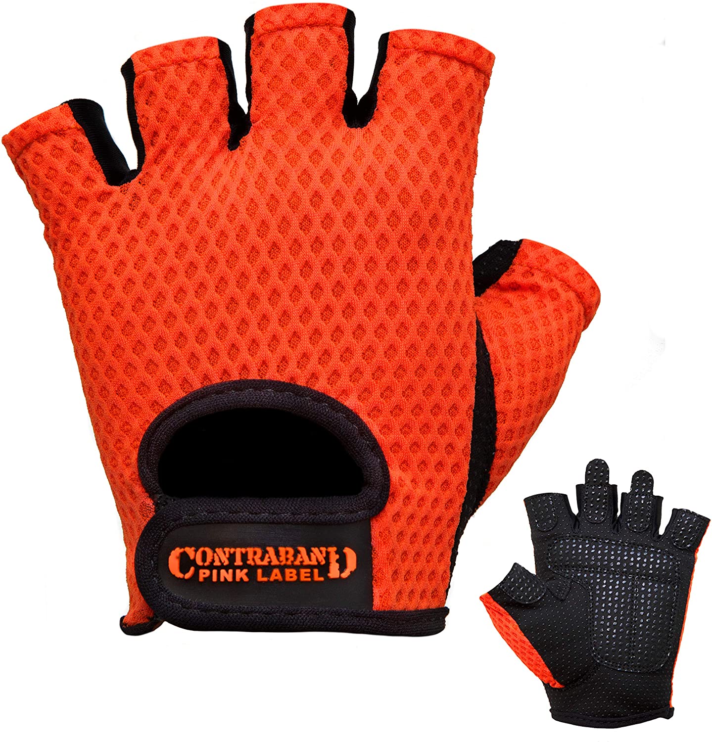 Contraband Pink Label 5307 - Guantes de elevación de malla de diamante para mujer (par) - Ligero vegano mediano acolchado microfibra Amara cuero con agarre de silicona