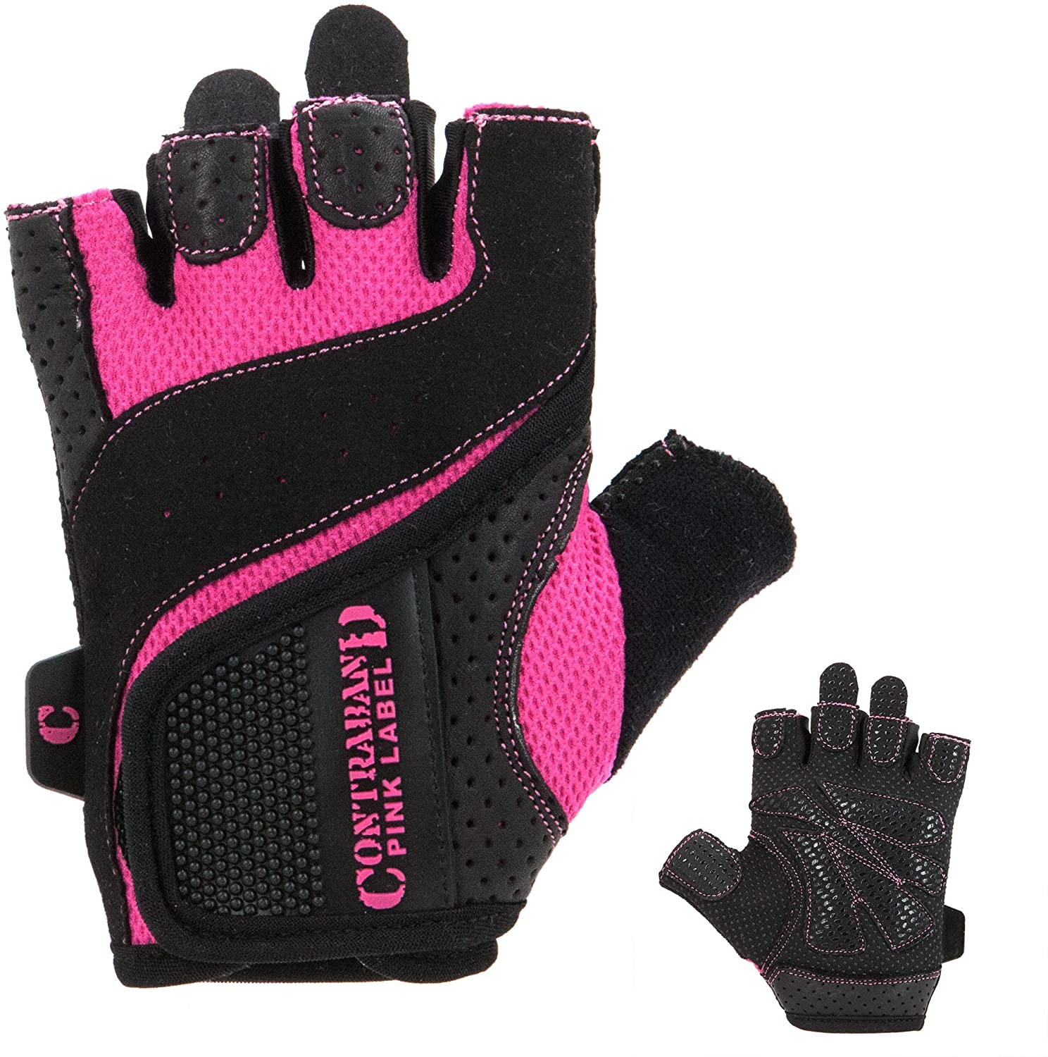 Contraband Pink Label 5137 Womens guantes de levantamiento de pesas w / Grip-Lock Padding (1 par)