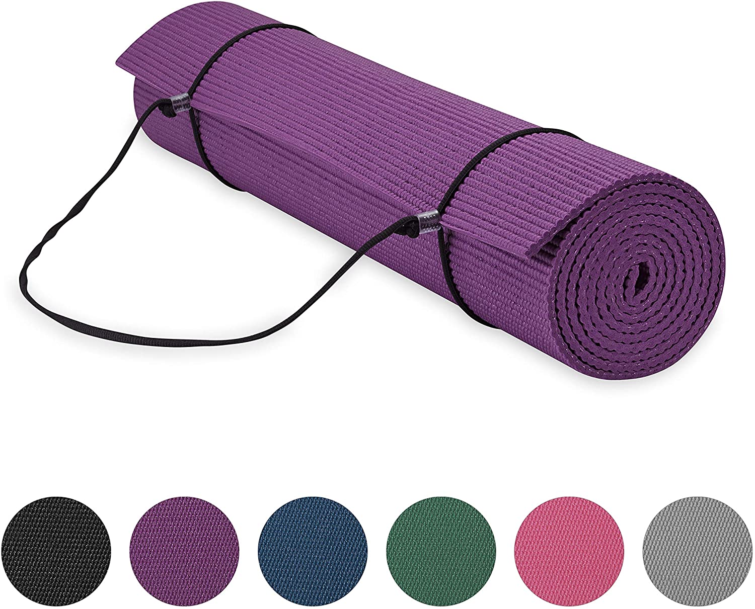 Gaiam Essentials - Tapete de yoga con correa para transporte (72.0 pulgadas de largo x 24.0 pulgadas de ancho x 1/4 de pulgada de grosor).
