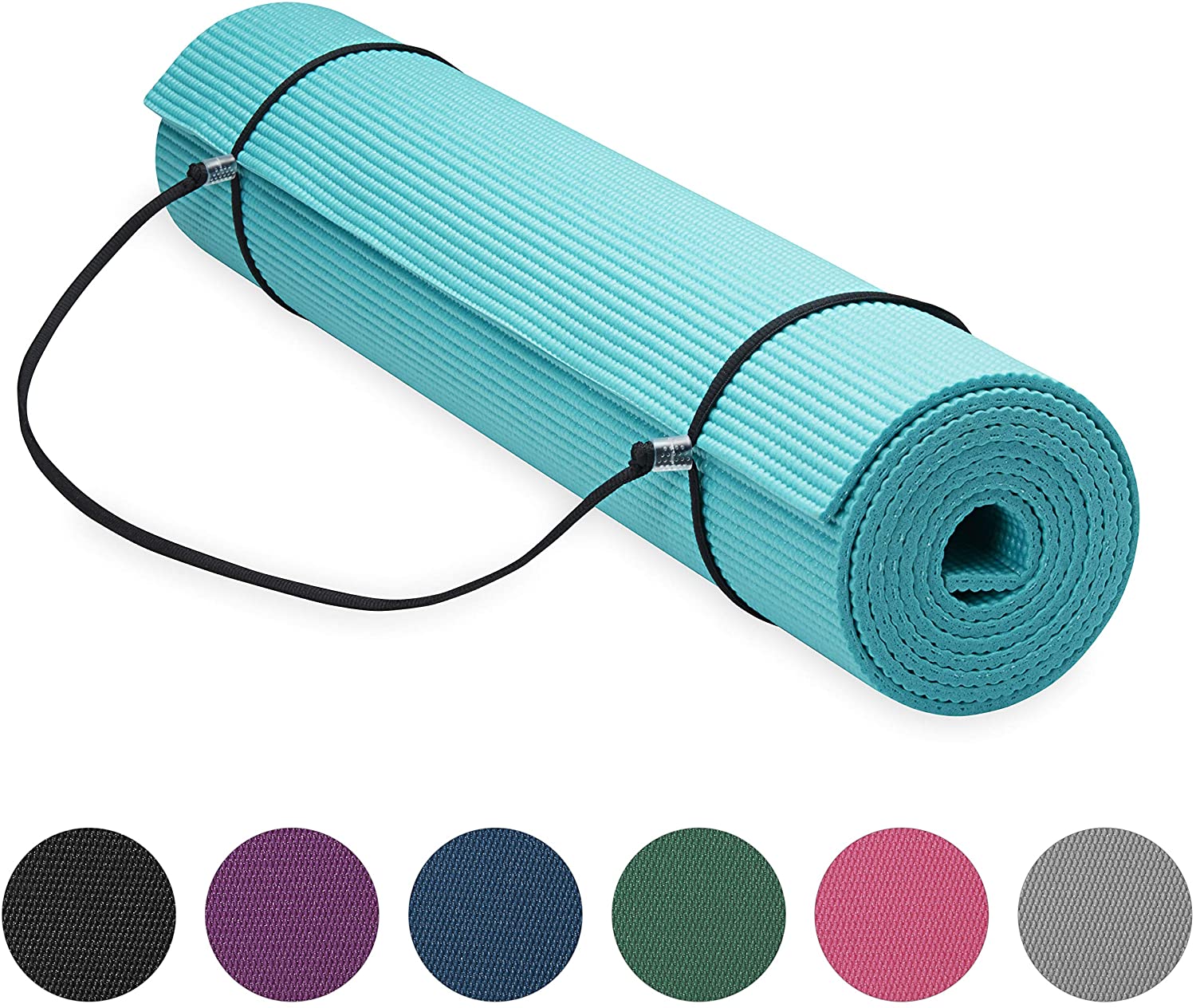 Gaiam Essentials - Tapete de yoga con correa para transporte (72.0 pulgadas de largo x 24.0 pulgadas de ancho x 1/4 de pulgada de grosor).