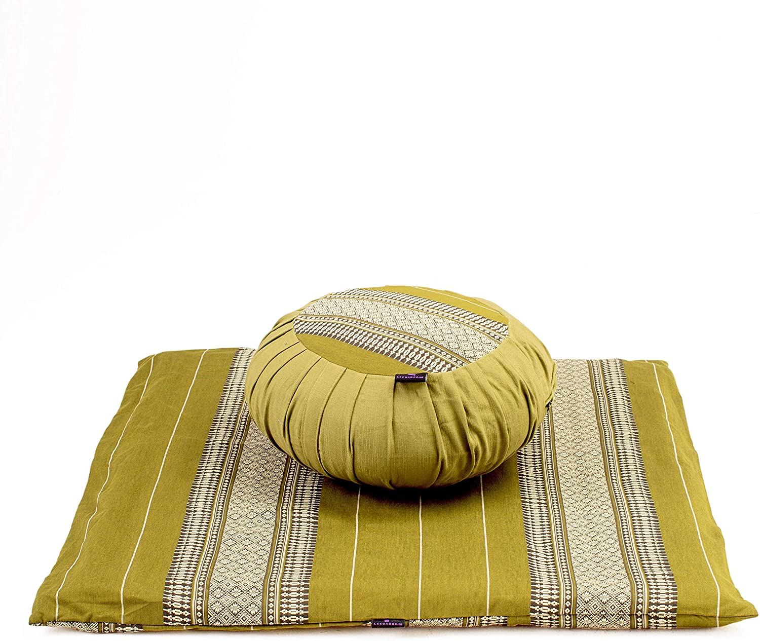 Leewadee - Juego de funda de cojín de meditación redonda extraíble y lavable, diseño de Zafu y alfombrilla cuadrada grande de Zabuton para asientos en el suelo, ecológico orgánico y natural,