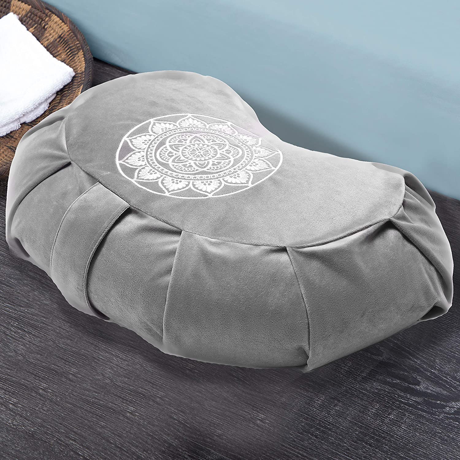 Florensi - Cojín de meditación (16.0 x 16.0 x 6.2 in), almohada de meditación de terciopelo grande para mujeres y hombres, cojín de yoga, almohadas de meditación para sentarse en el suelo, cojines de meditación de trigo sarraceno