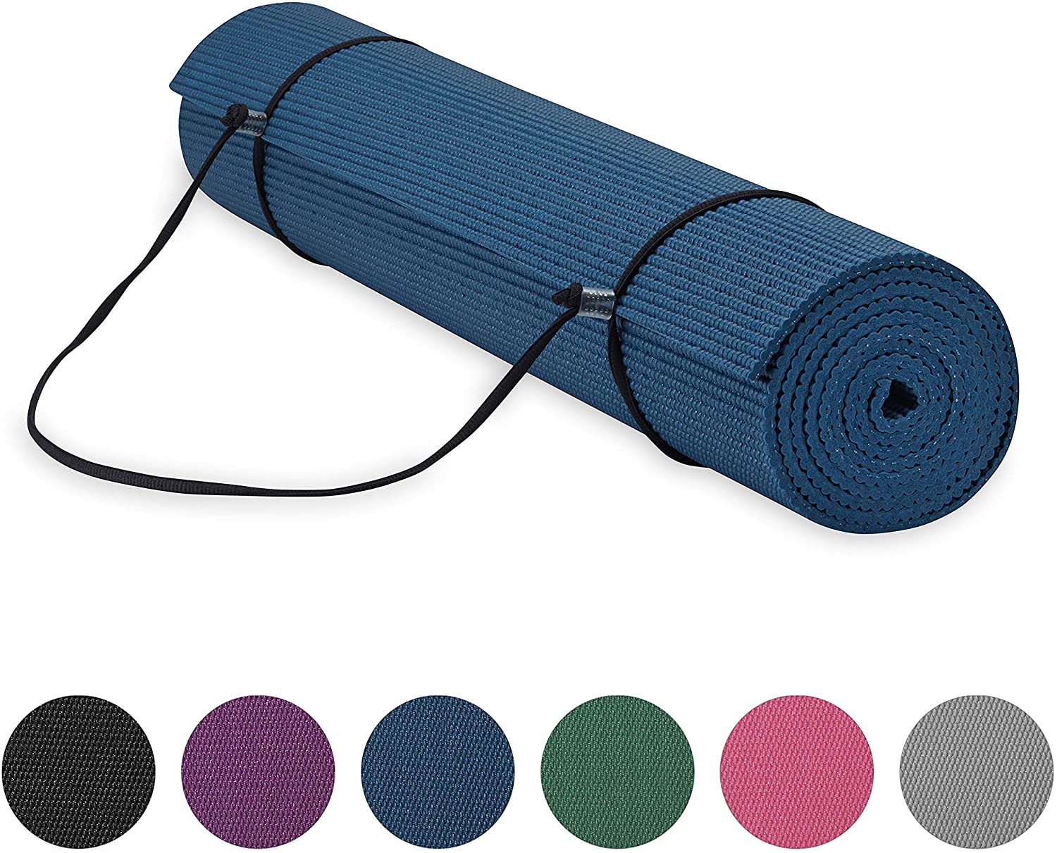Gaiam Essentials - Tapete de yoga con correa para transporte (72.0 pulgadas de largo x 24.0 pulgadas de ancho x 1/4 de pulgada de grosor).