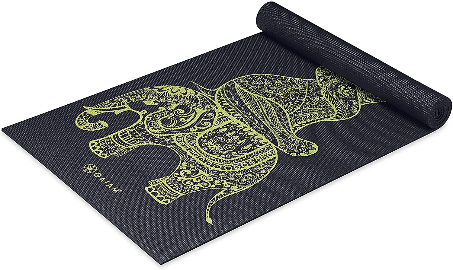 Gaiam - Tapete de yoga estampado y extragrueso de 6mm, de primera calidad, para todo tipo de yoga, pilates y ejercicios en el suelo (68 pulgadas de largo x 24 pulgadas de ancho x 6mm de grosor)