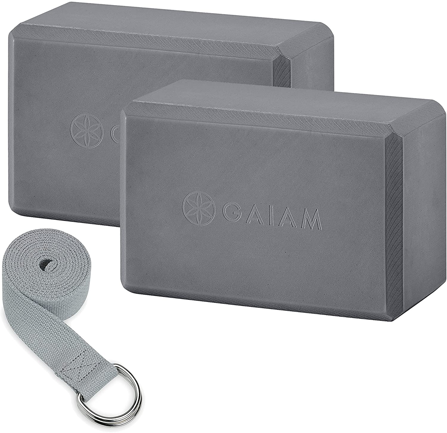 Gaiam Essentials - Juego de 2 bloques de yoga y correa de yoga