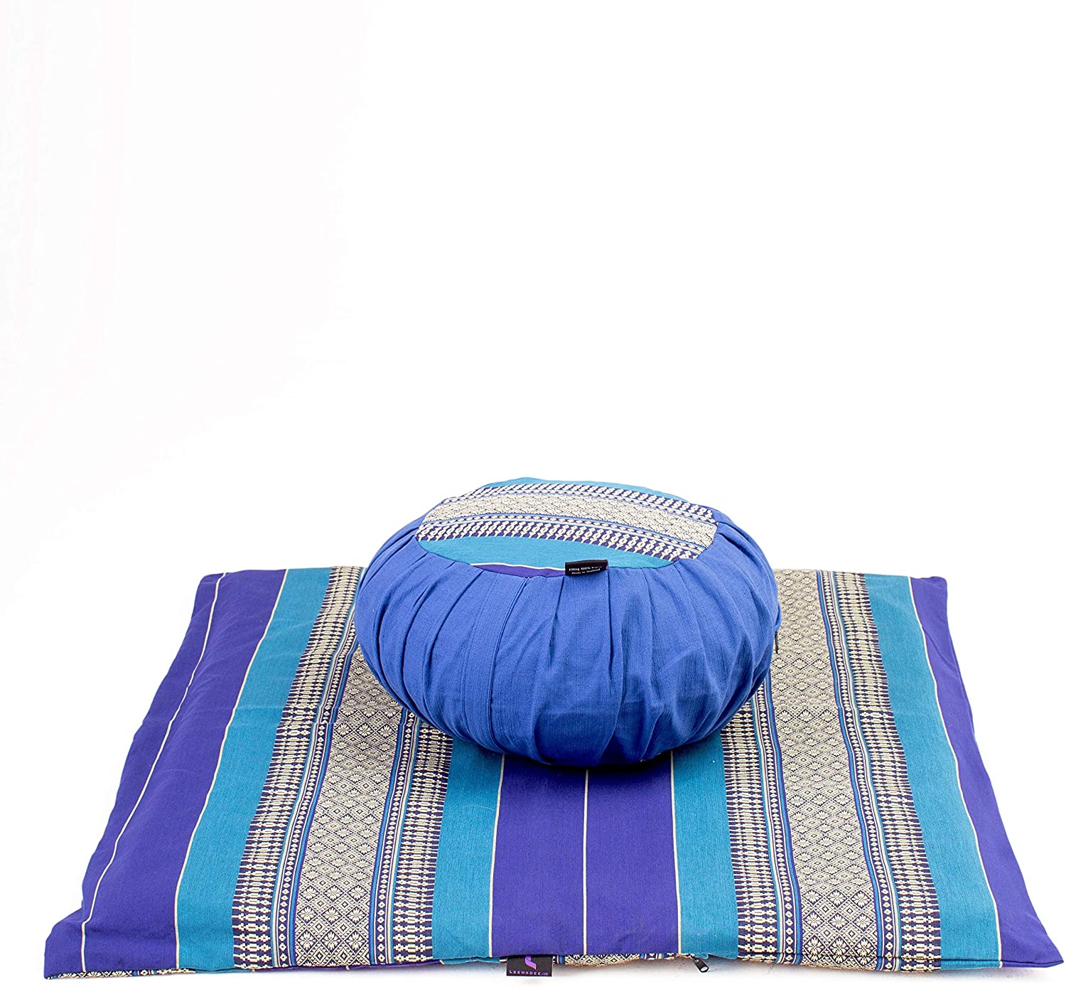 Leewadee - Juego de funda de cojín de meditación redonda extraíble y lavable, diseño de Zafu y alfombrilla cuadrada grande de Zabuton para asientos en el suelo, ecológico orgánico y natural,