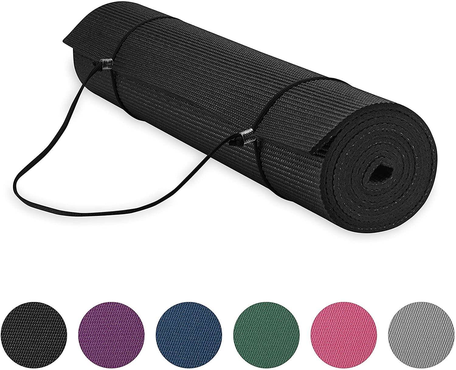 Gaiam Essentials - Tapete de yoga con correa para transporte (72.0 pulgadas de largo x 24.0 pulgadas de ancho x 1/4 de pulgada de grosor).