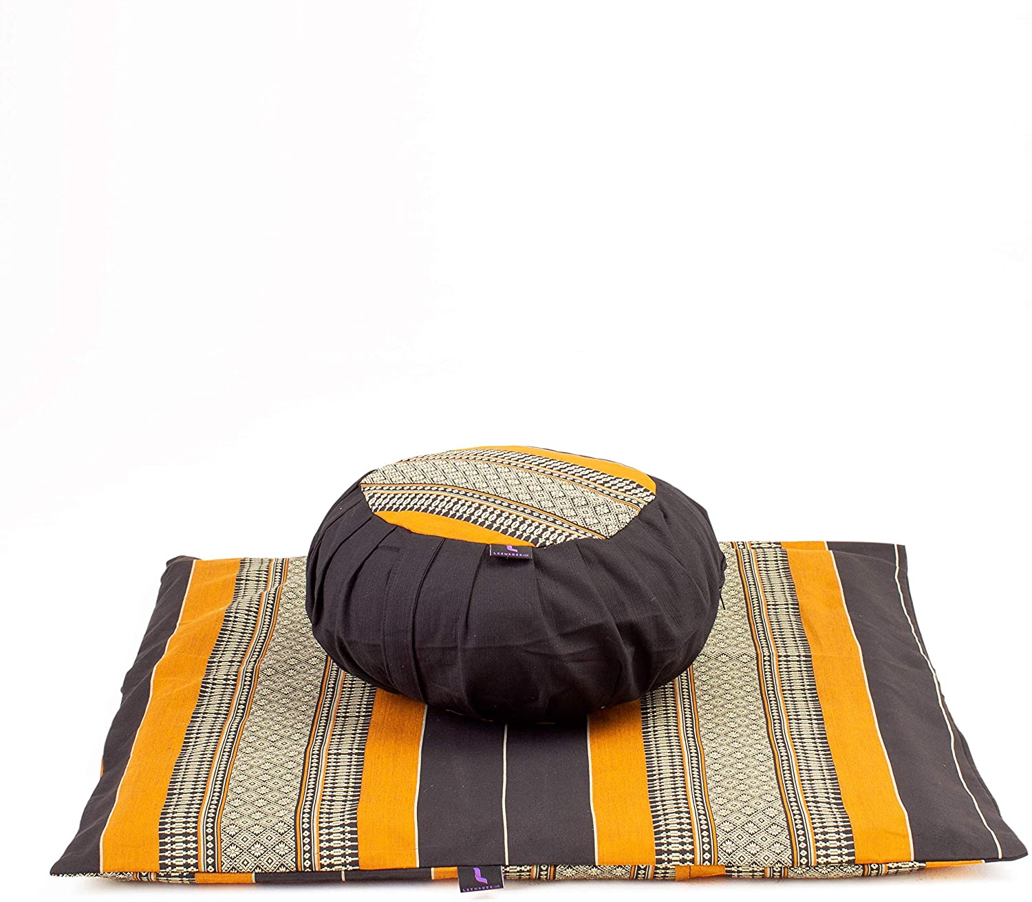 Leewadee - Juego de funda de cojín de meditación redonda extraíble y lavable, diseño de Zafu y alfombrilla cuadrada grande de Zabuton para asientos en el suelo, ecológico orgánico y natural,