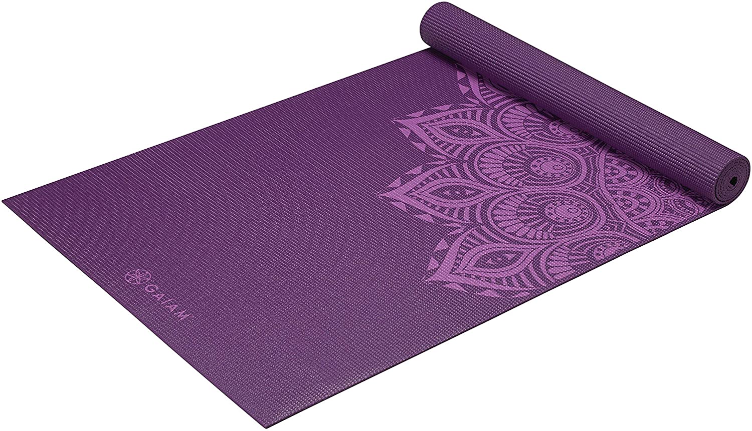 Gaiam - Tapete de yoga estampado y extragrueso de 6mm, de primera calidad, para todo tipo de yoga, pilates y ejercicios en el suelo (68 pulgadas de largo x 24 pulgadas de ancho x 6mm de grosor)