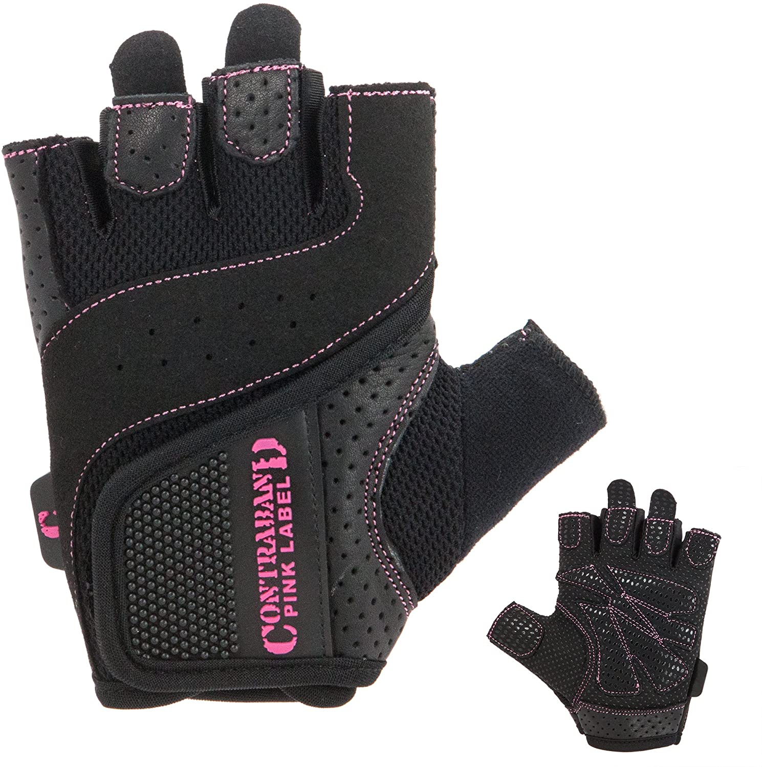 Contraband Pink Label 5137 Womens guantes de levantamiento de pesas w / Grip-Lock Padding (1 par)
