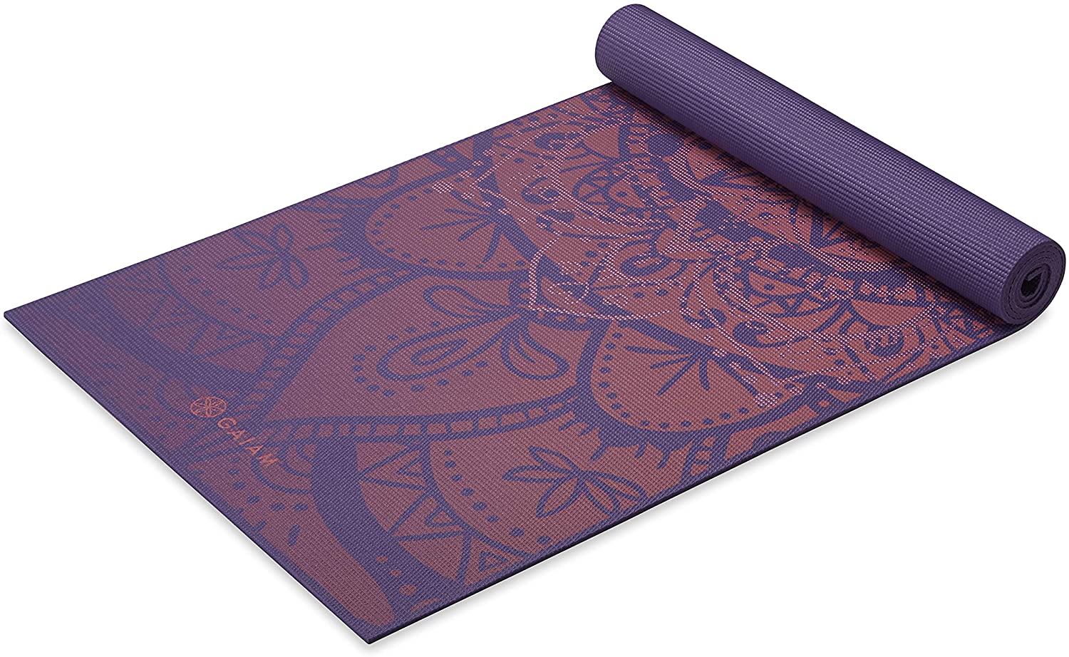 Gaiam - Tapete de yoga estampado y extragrueso de 6mm, de primera calidad, para todo tipo de yoga, pilates y ejercicios en el suelo (68 pulgadas de largo x 24 pulgadas de ancho x 6mm de grosor)