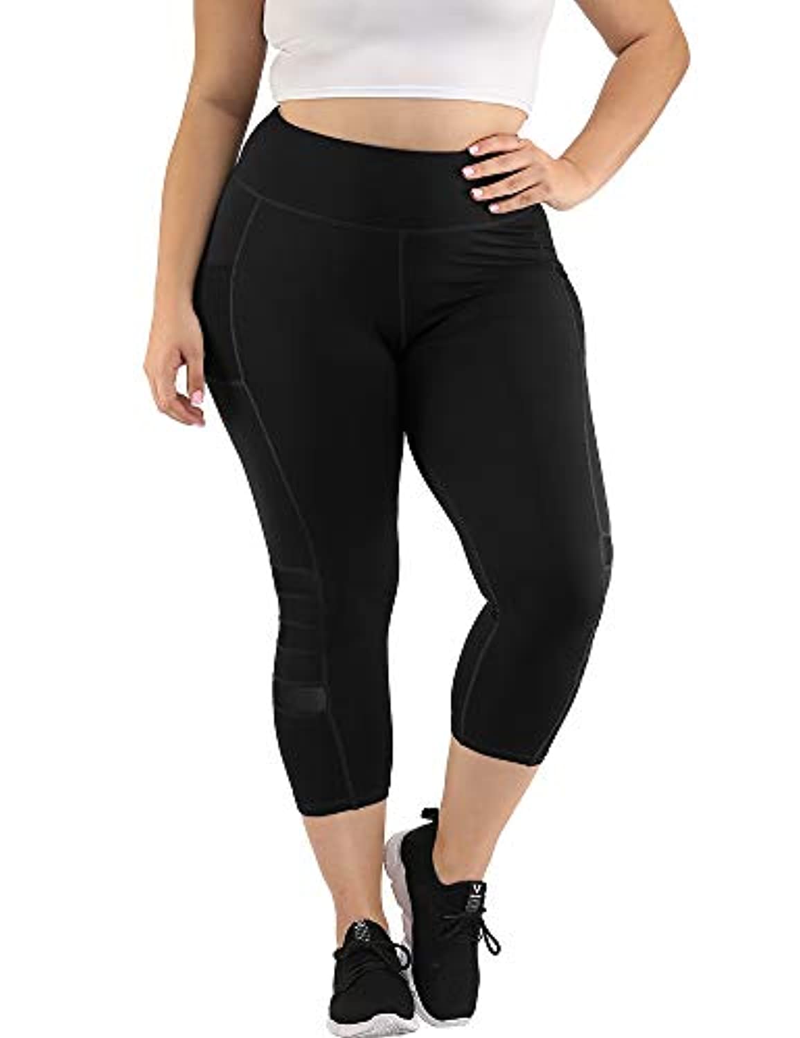 Uoohal Pantalones de yoga de talle alto con bolsillos para control