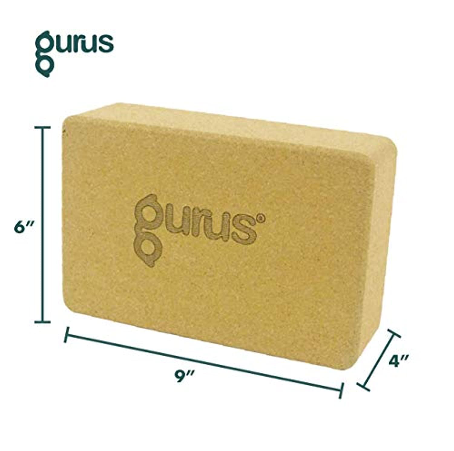 Gurus - Bloque de yoga de corcho natural para equilibrio, apoyo, poses –