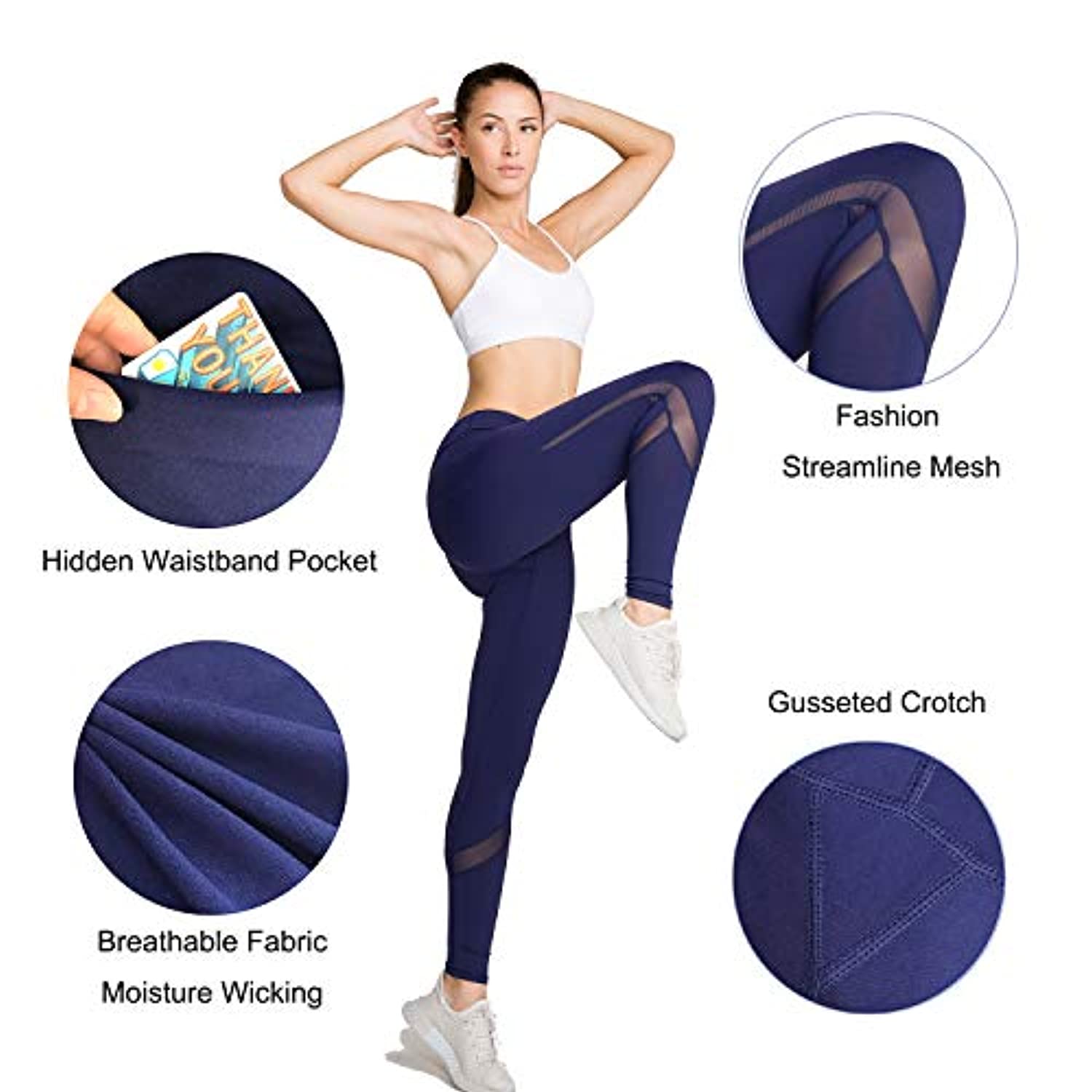 LOVESOFT Mallas de malla para mujer, cintura alta y no transparente, hasta  el tobillo pantalones de yoga para entrenamiento, correr, fitness