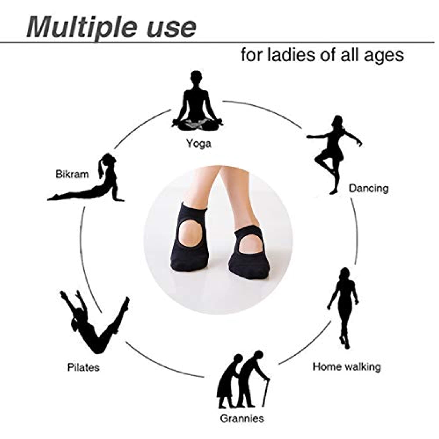 1 par de medias antideslizantes para mujer compatibles con ballet, yoga,  pilates YONGSHENG