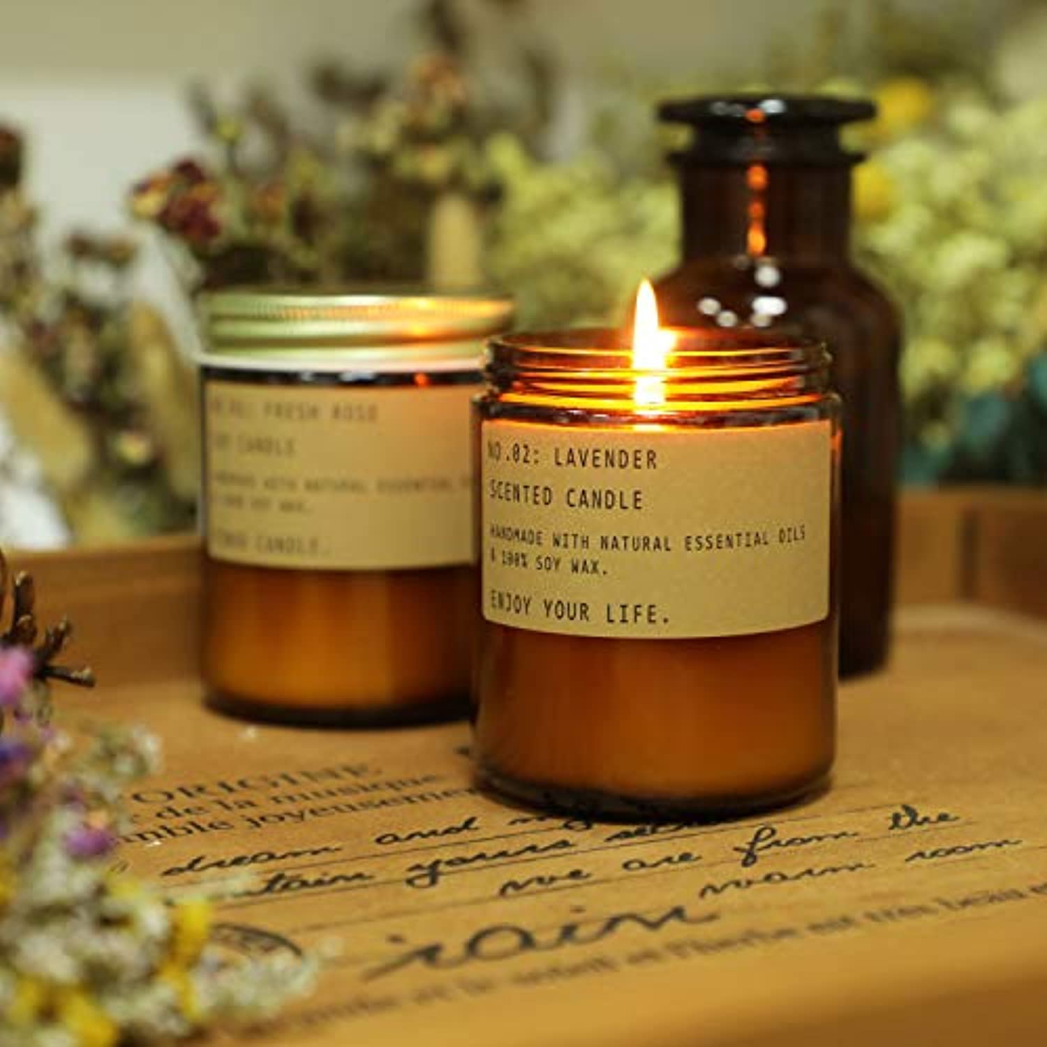  Paquete de 20 velas perfumadas fuertes con 10 fragancias para  el hogar y las mujeres, velas de tarro de cera de soja de aromaterapia :  Todo lo demás