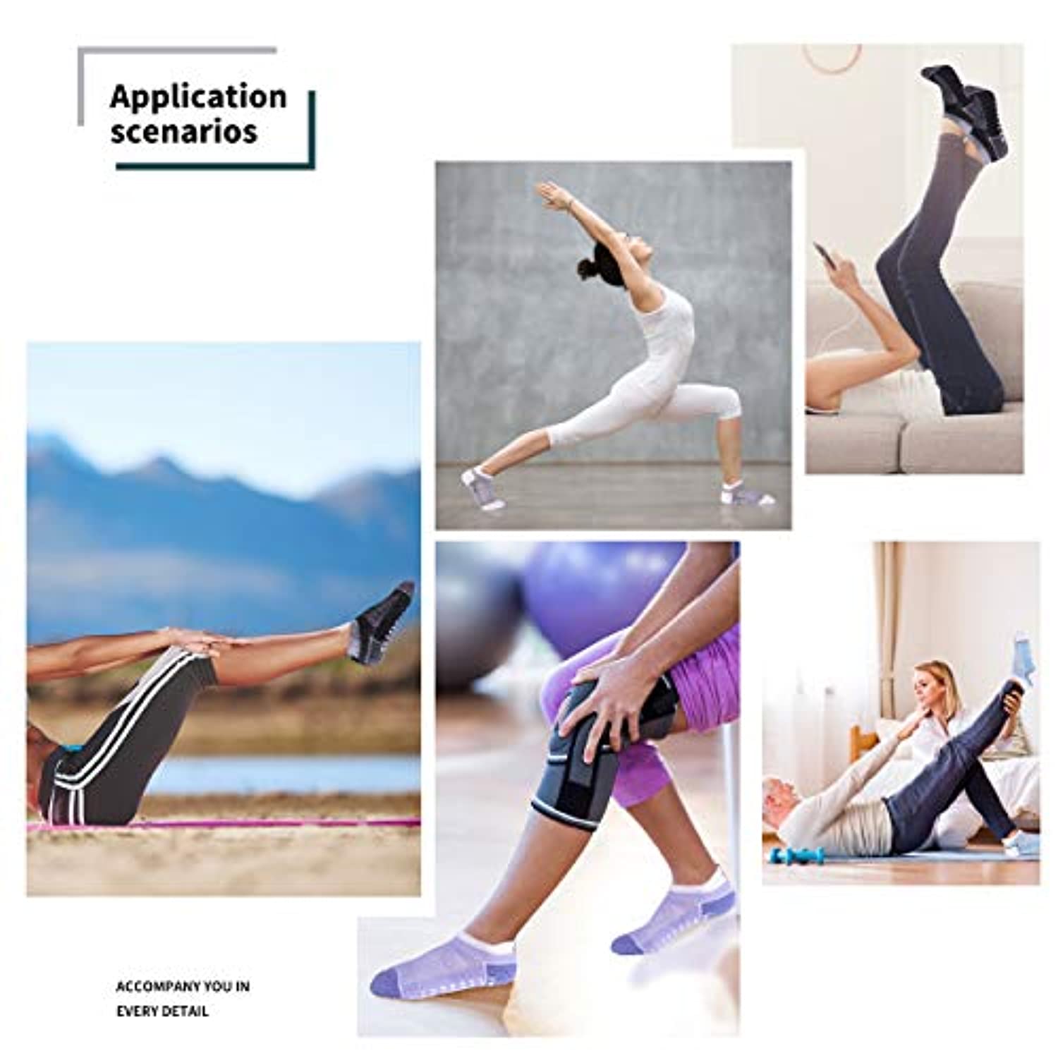 Muezna - Calcetines antideslizantes para yoga, para mujer, antidesliza –
