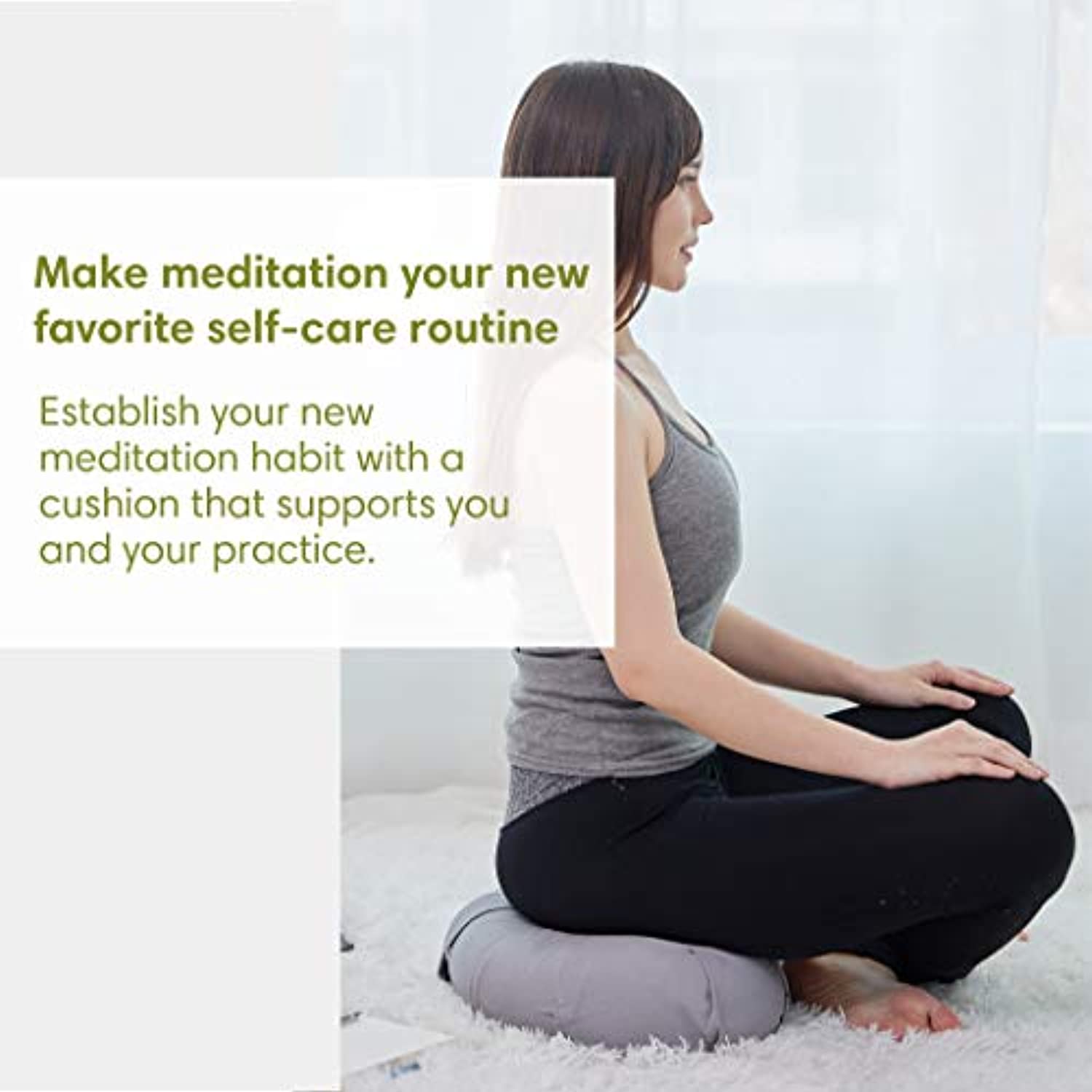 Mindful & Modern - Cojín de meditación grande para Zafu Yoga – Almohada de  meditación para sentarse en el suelo – Cojín de yoga relleno de casco de