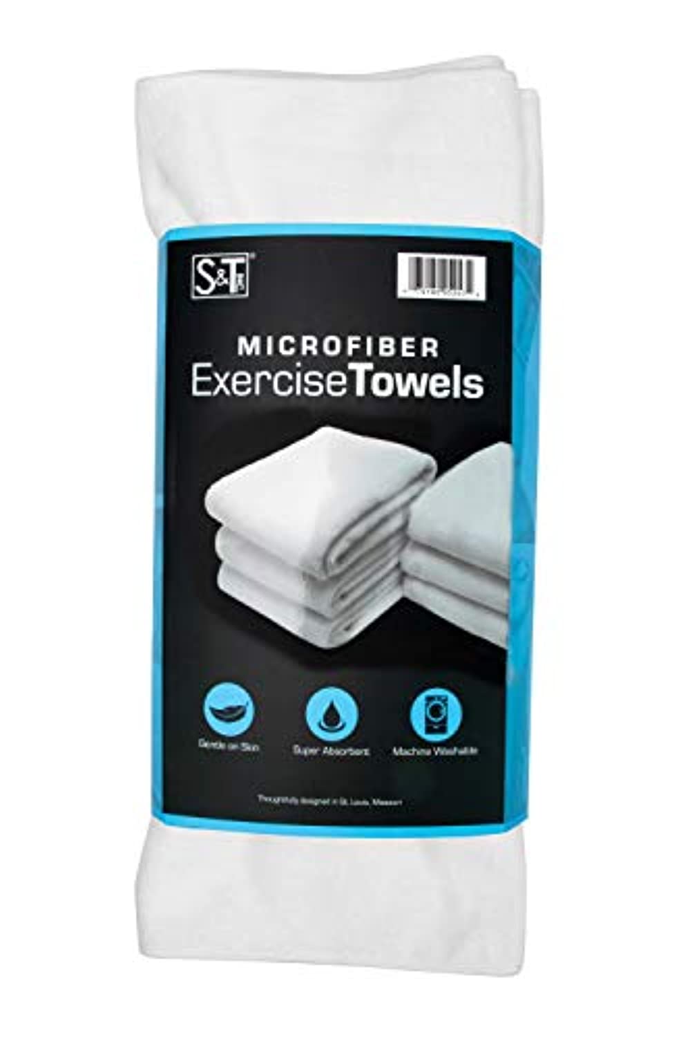 S&T INC. Microfiber Gym Towels for Sweat, Yoga Sweat Towel for Home Gym,  Microfiber Workout Towels for Gym, Grey, 16 Inch x 27 Inch, 6 Pack 