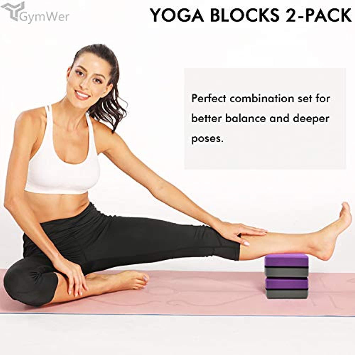  Mind Reader Bloque de yoga (juego de 2) bloques de espuma EVA  de alta densidad con superficie antideslizante para yoga, pilates,  meditación, soporta posturas profundas, mejora la fuerza y ayuda al
