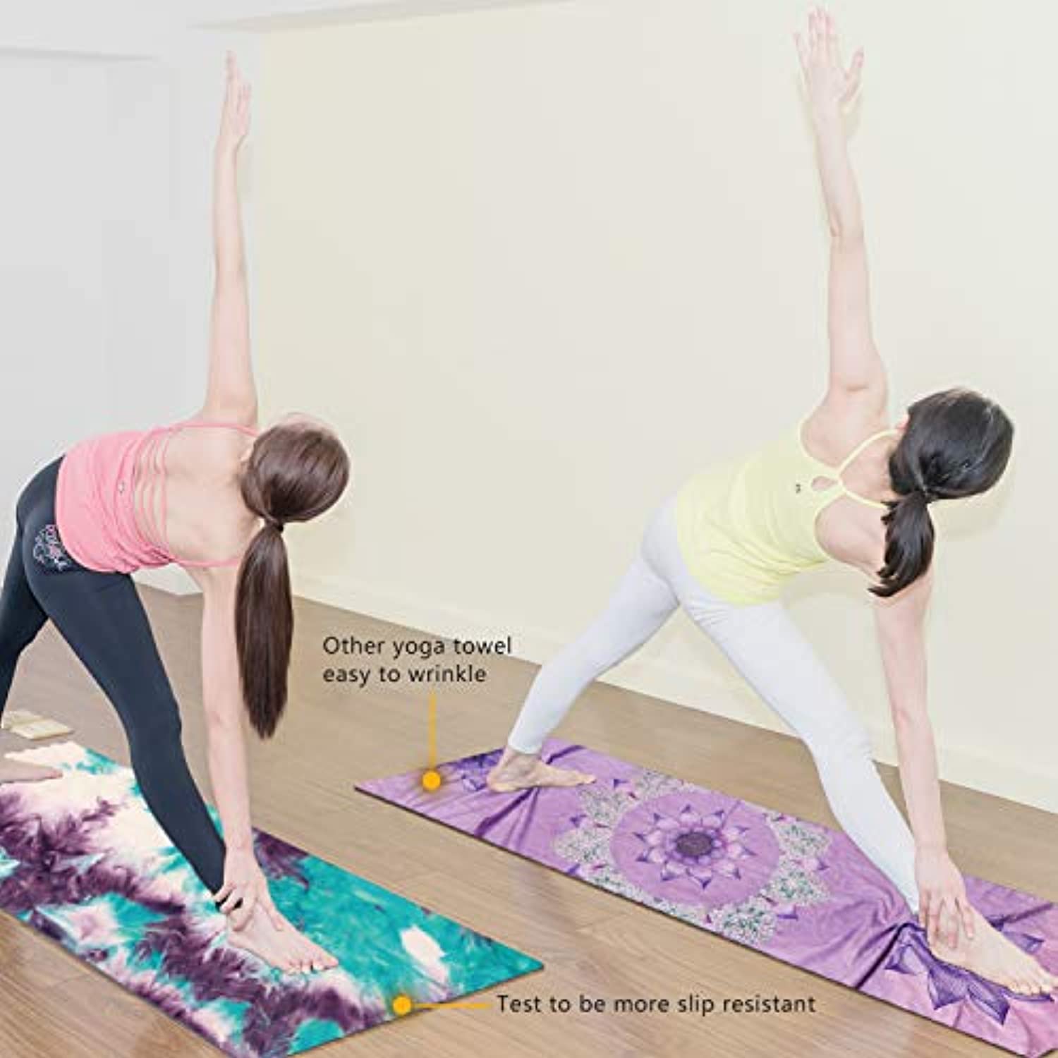 Toalla de yoga antideslizante con bolsillos en las esquinas para esterilla  de yoga, toalla de yoga de microfibra del tamaño de una alfombrilla para
