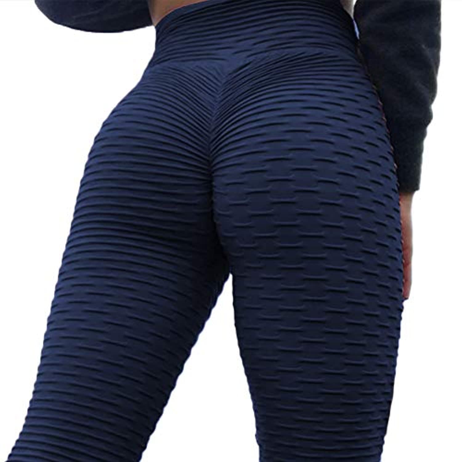 FITTOO - Pantalones de yoga para mujer, de cintura alta, con control de  abdomen, fruncidos, para entrenamiento, correr, con levantamiento de  glúteos