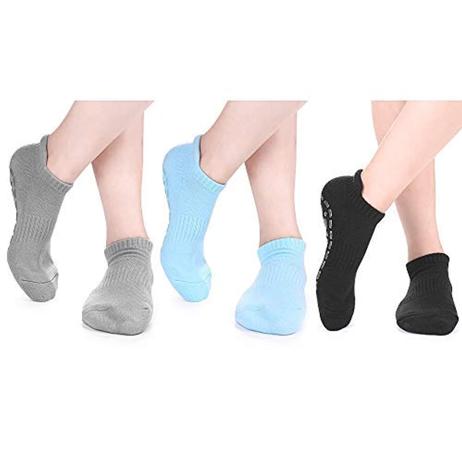 Artfasion Calcetines de pilates con empuñaduras para mujer, calcetines de  yoga antideslizantes para ballet, barre en casa, hospital, 3 pares