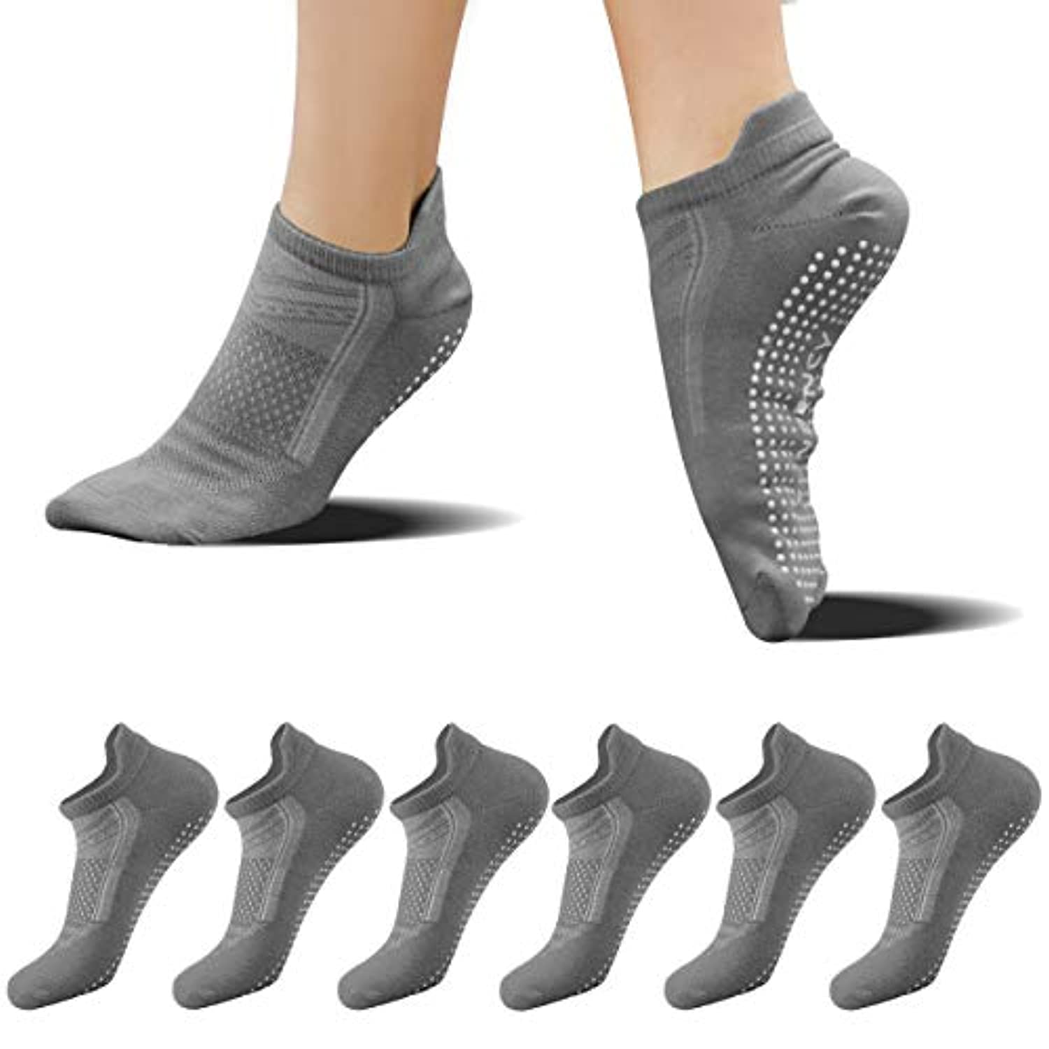  SAIJINZHI 8 pares de calcetines antideslizantes unisex con  cojín para pilates, yoga, calcetines con pinzas para mujer, calcetines de  pilates con puños (tela, multicolor), 40 W/32 L : Ropa, Zapatos y Joyería