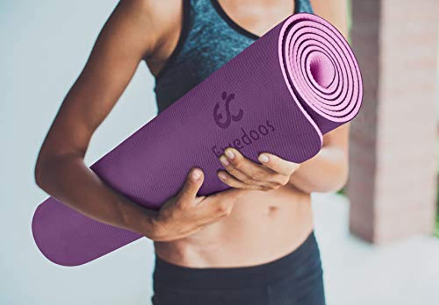 Esterilla de yoga antideslizante EVA 0.157 in de grosor, ecológica, estera  de entrenamiento plegable para piso, pilates, gimnasio en casa