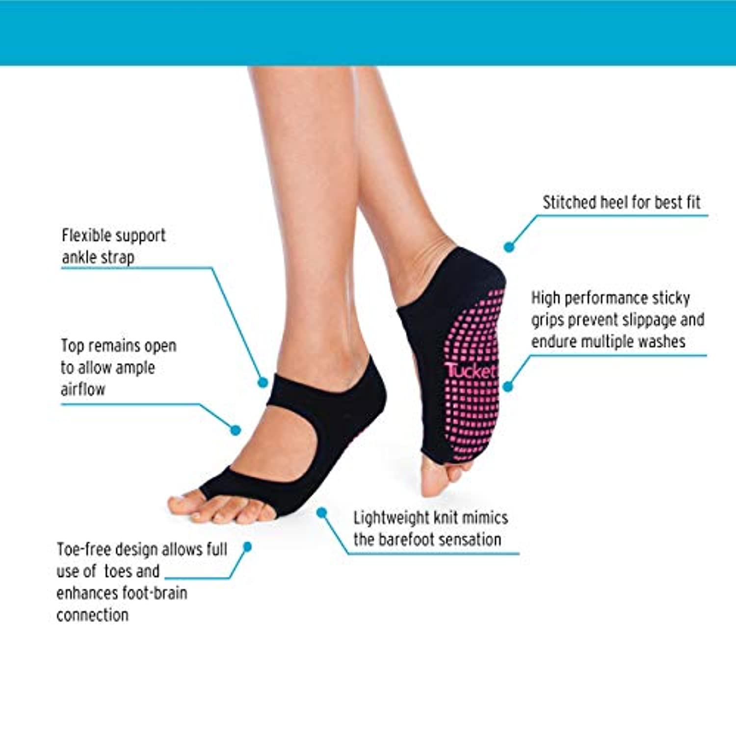 Muka Calcetines de yoga para mujer con agarre antideslizante, calcetines de  tirantes cruzados para ballet, pilates, yoga, fitness