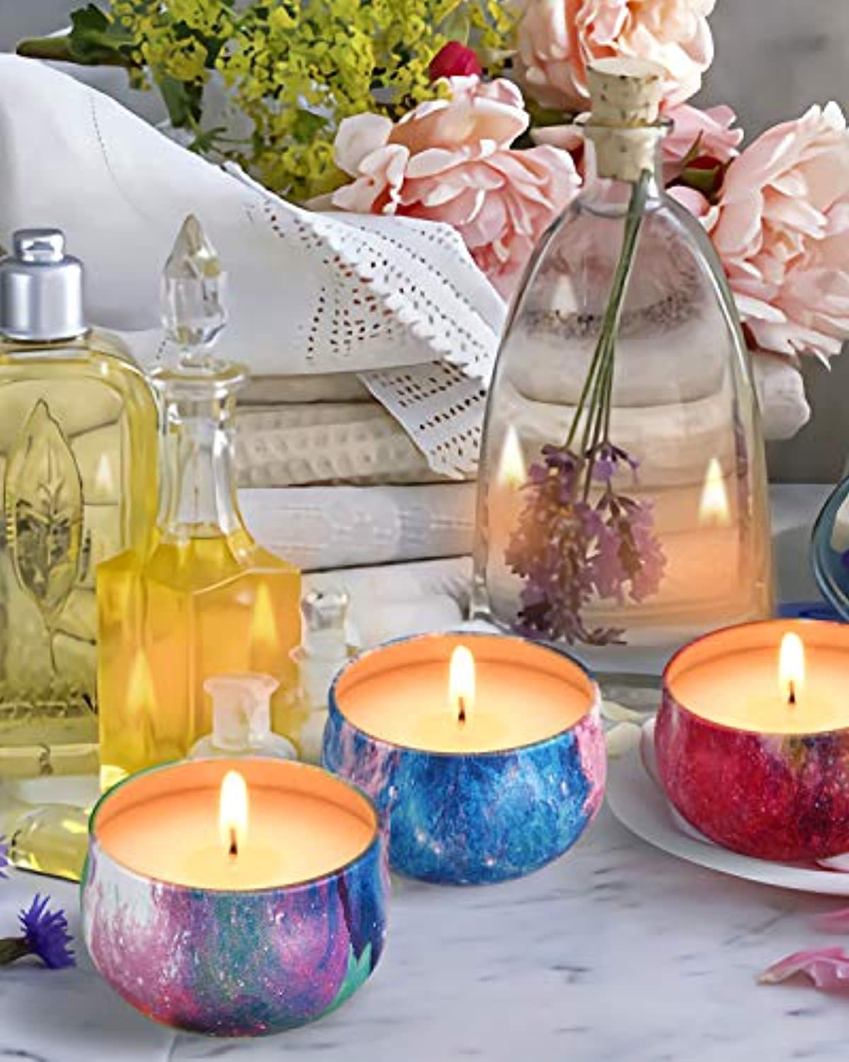 Paquete de 20 velas perfumadas fuertes con 10 fragancias para el hogar y  las mujeres, velas de tarro de cera de soja de aromaterapia : Todo lo demás  