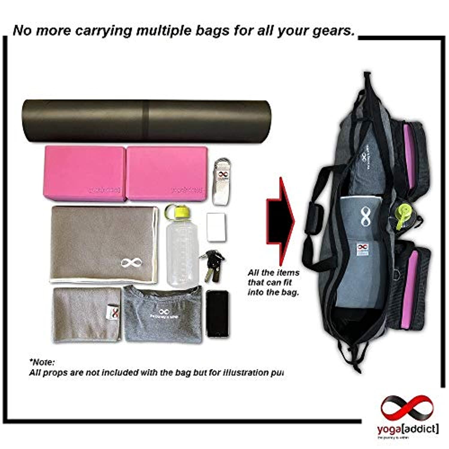 IUGA Bolsa para esterilla de yoga con bolsillo de tamaño grande y bolsillo  interior con cremallera, bolsa de transporte de yoga para la mayoría de