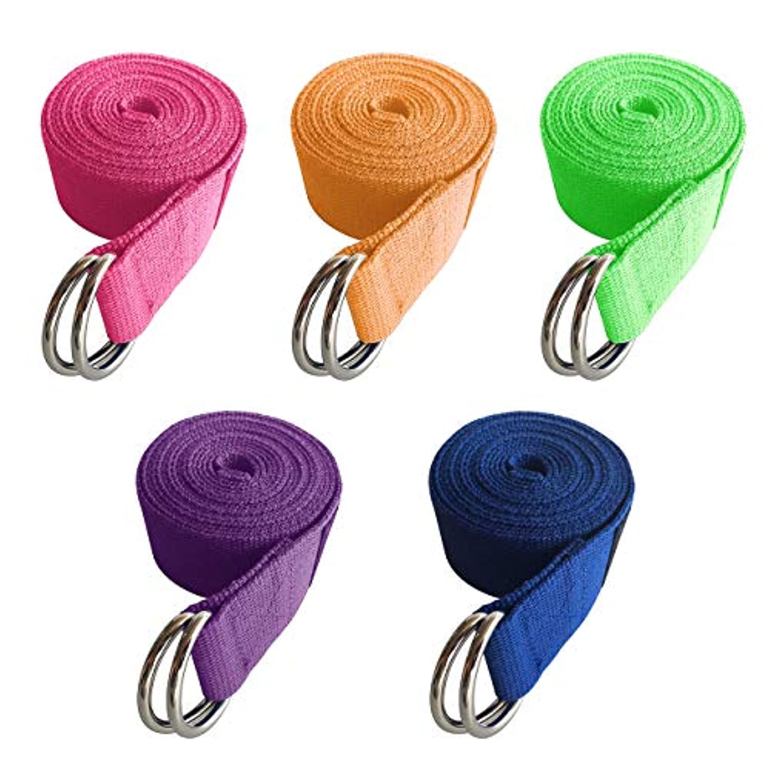 Uheng 5-Pack Yoga Exercise Adjustable Straps 8Ft OR 10Ft with