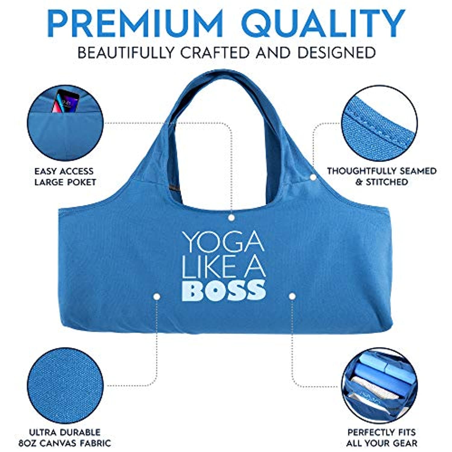 Bolsas y soportes para esterillas de yoga que se adaptan a todas tus cosas,  esterilla de yoga con bolsa con bolsillo lateral grande y bolsillo con