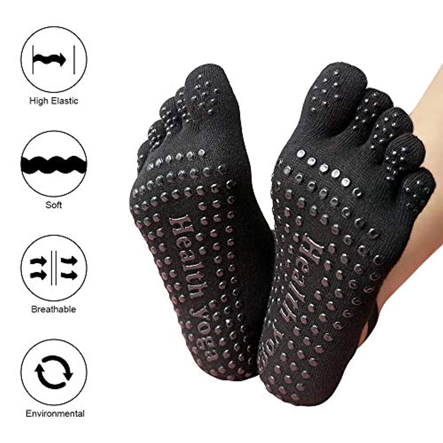 Calcetines antideslizantes con 5 dedos para yoga