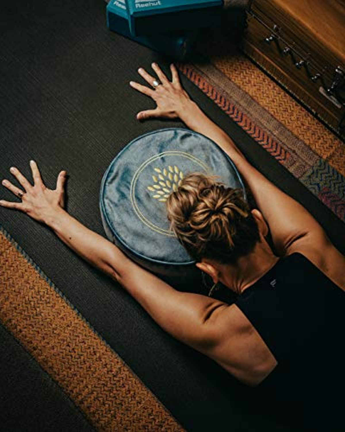 Set de 7 piezas de yoga restaurativo – Zafu almohada de meditación, cojín  de zabuton, almohada de ojo, refuerzo de cuello, respaldo trasero, vela de