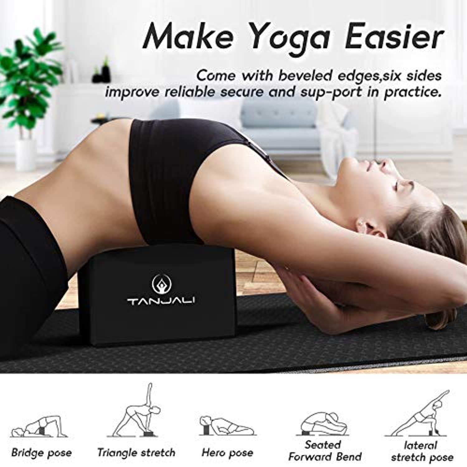  Bloques de yoga - Paquete de 2 bloques de ejercicio ligeros de  alta densidad de 4 x 6 x 9 pulgadas que soportan todas las posturas - Bloque  de yoga ligero