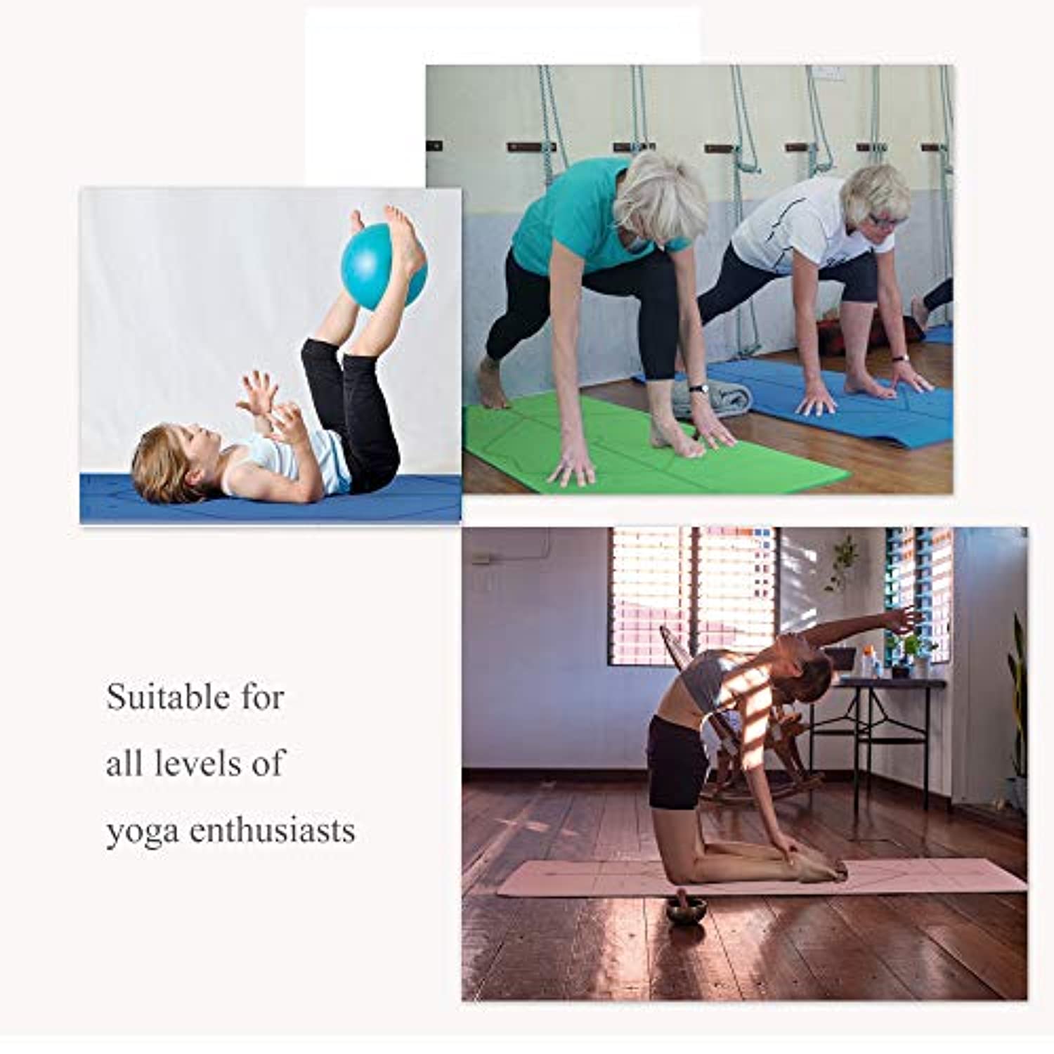 LHling - Esterilla de yoga para pilates, resistente, lavable,  antideslizante, resistente al sudor, gimnasio, ejercicio, yoga, esterilla  con correa de