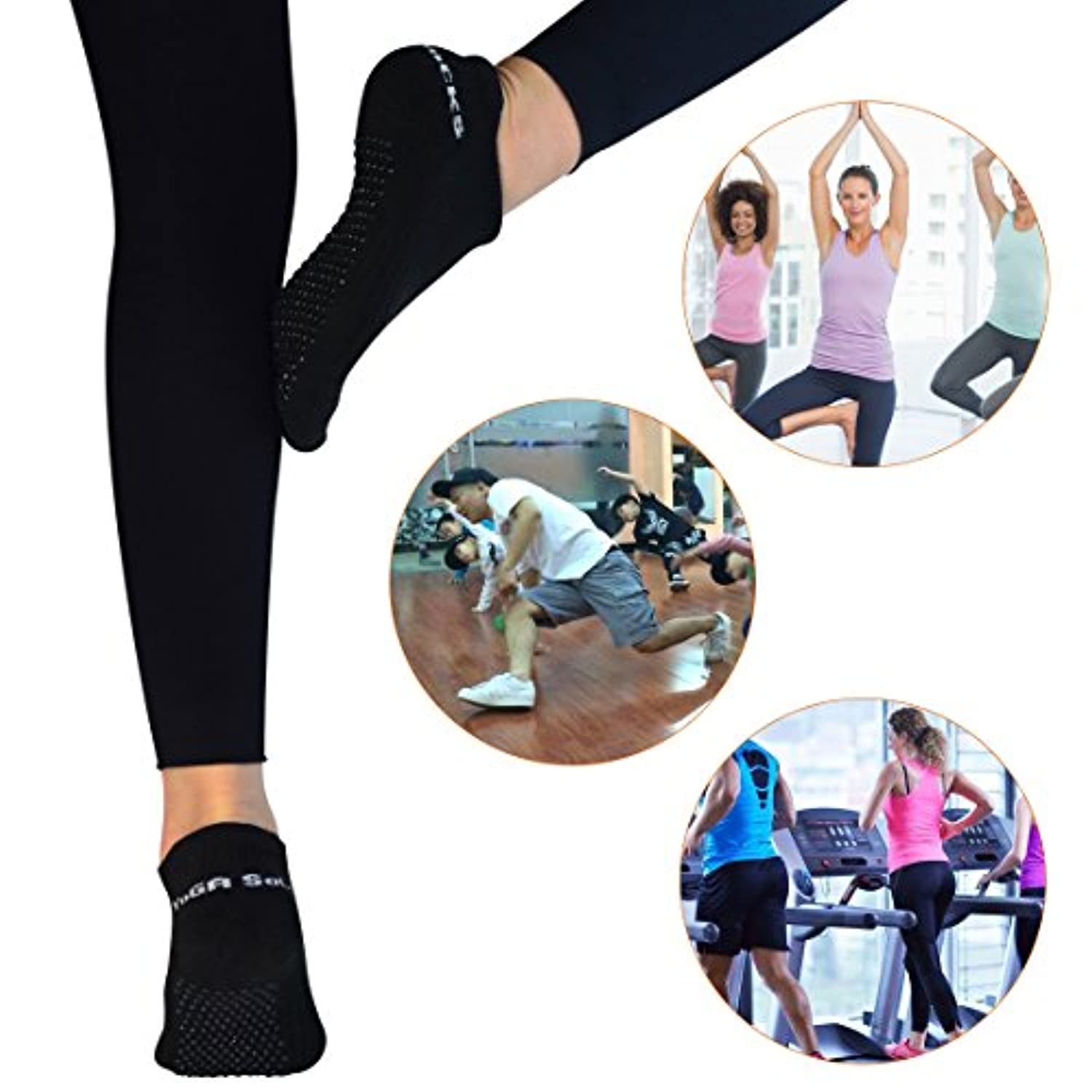 CRUSEC Calcetines Antideslizantes Para Yoga Y Pilates Talla Única