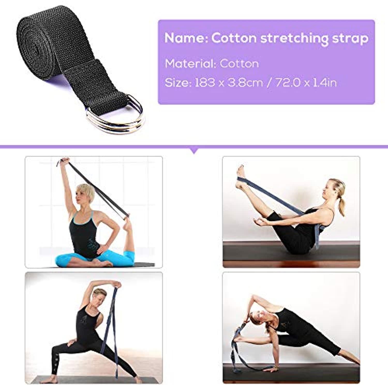 Irfora 2pcs bloques de yoga EVA 1pcs algodón correa de yoga bloques de  estabilidad Conjunto de correa de yoga para yoga Pilates Meditación Irfora