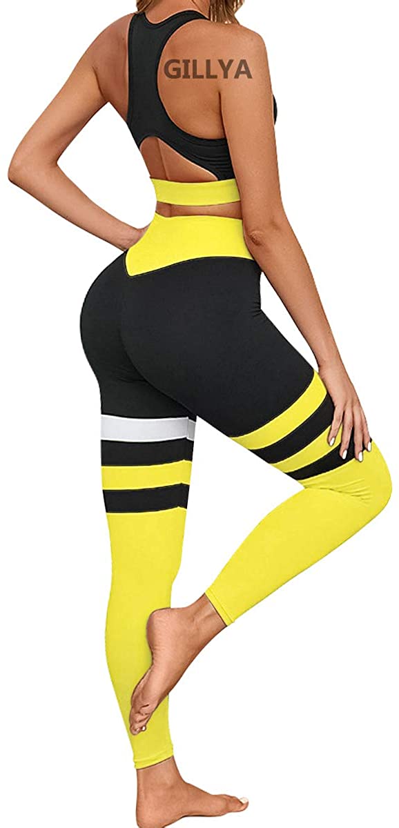 GILLYA - Conjunto deportivo de 2 piezas, leggings de cintura alta