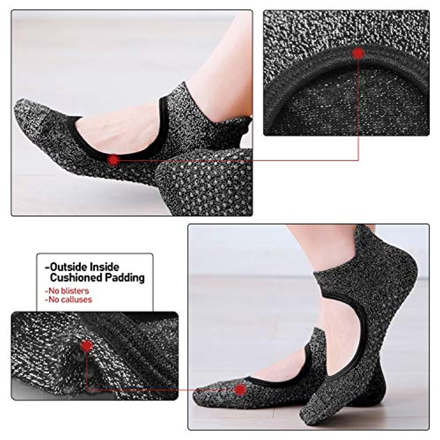 8 pares de calcetines largos de yoga con agarre para mujer, calcetines  antideslizantes antideslizantes para pilates, barras, danza, yoga