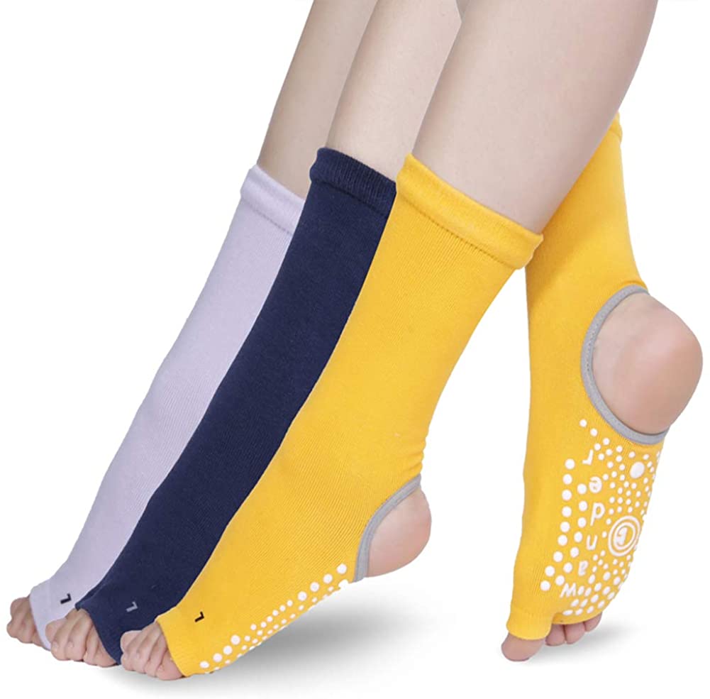 Calcetines antideslizantes sin dedos para mujer, medias de agarre para  Yoga, Barre, Pilates, Fitness, gimnasio, deportes, baile, YOGO