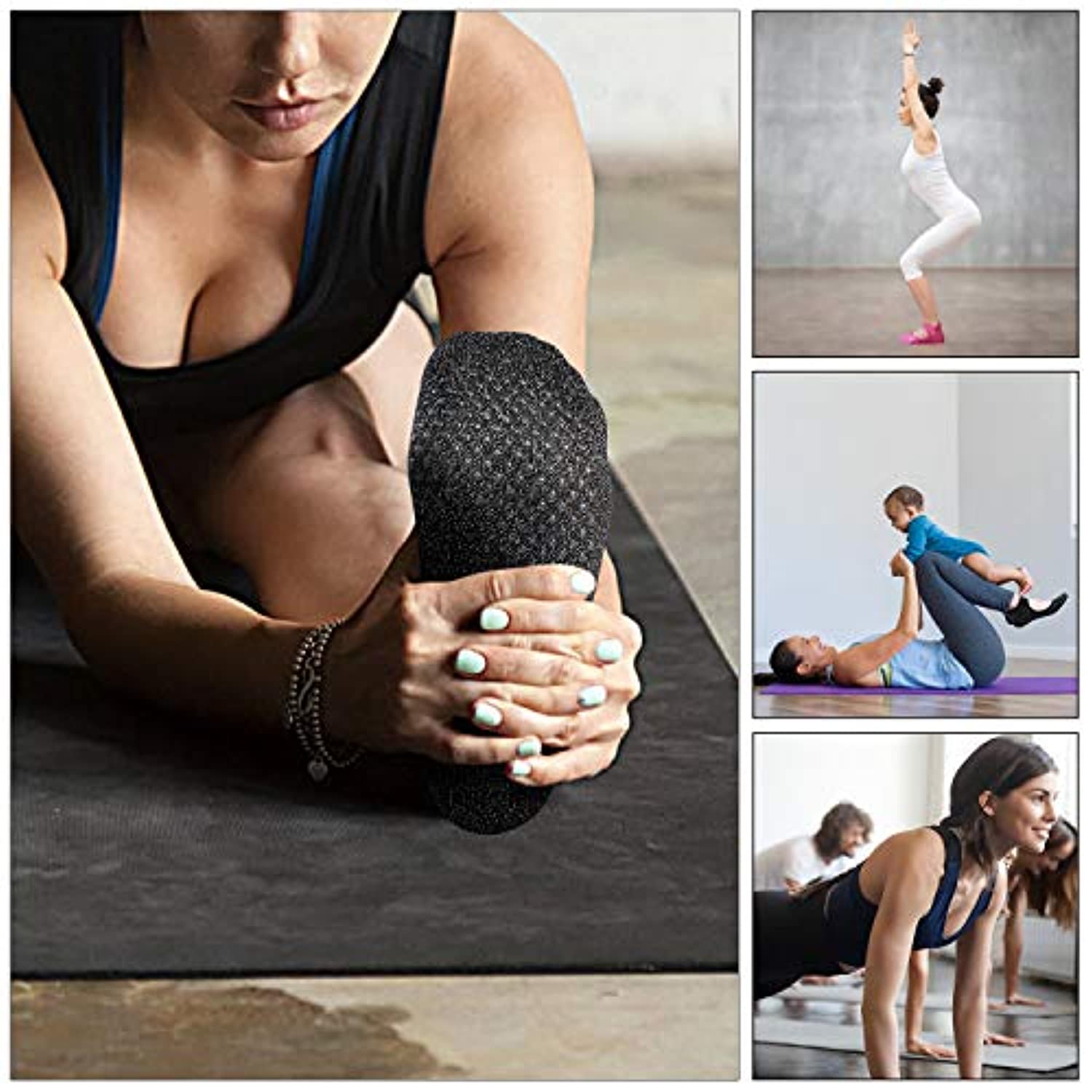 Calcetines de yoga para pilates con empuñaduras para mujer,  antideslizantes, calcetines, para yoga, pilates, barra, ballet, hogar y  hospital (3 pares)