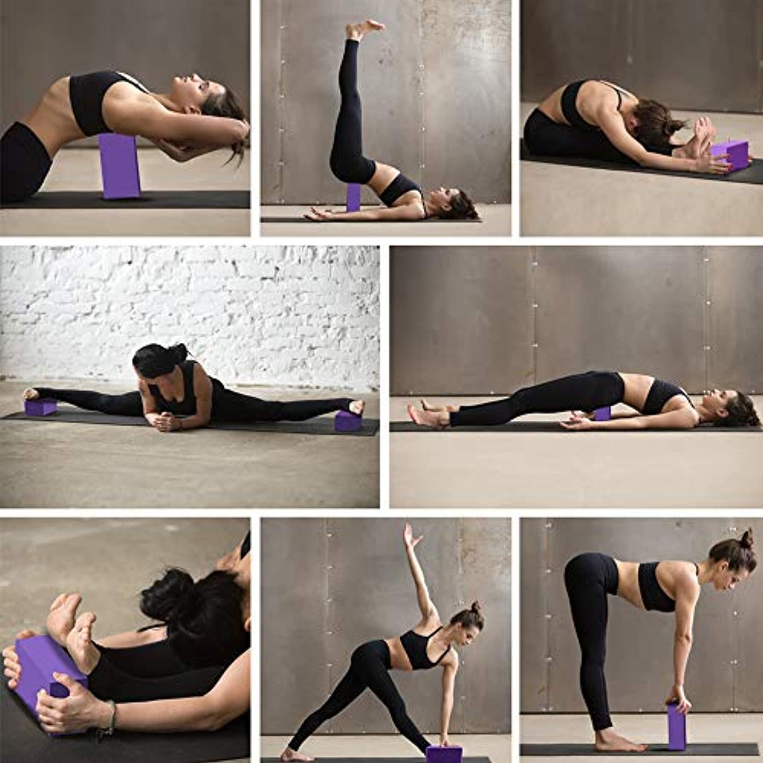 Bloques de yoga, 2 unidades, espuma EVA de alta calidad para yoga, pilates,  meditación y estiramiento, ladrillos antideslizantes ligeros y duraderos