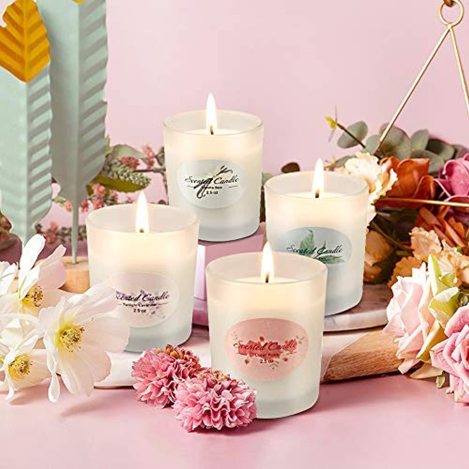 Velas aromáticas para el hogar, paquete de 4 velas perfumadas, velas de  salvia de lavanda, regalos para mujeres, velas de soja natural de larga