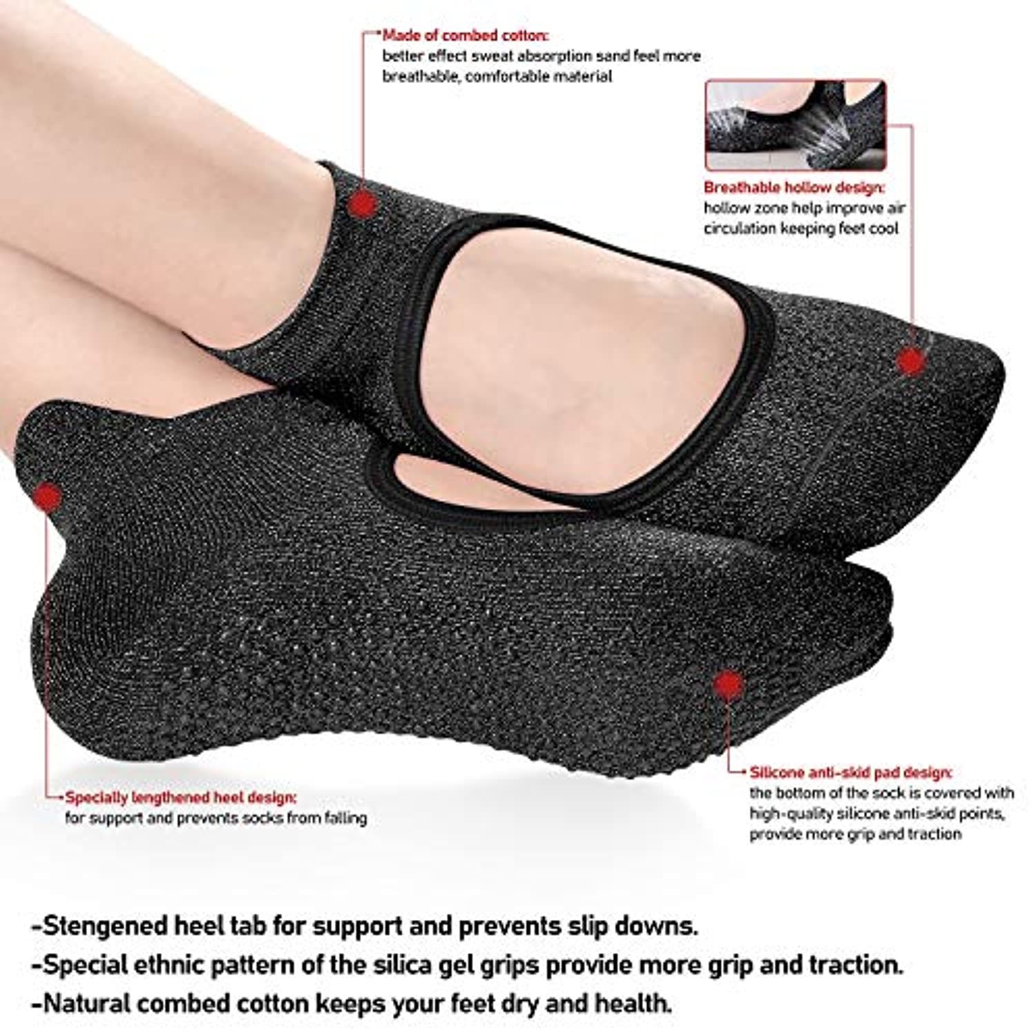 8 pares de calcetines largos de yoga con agarre para mujer, calcetines  antideslizantes antideslizantes para pilates, barras, danza, yoga