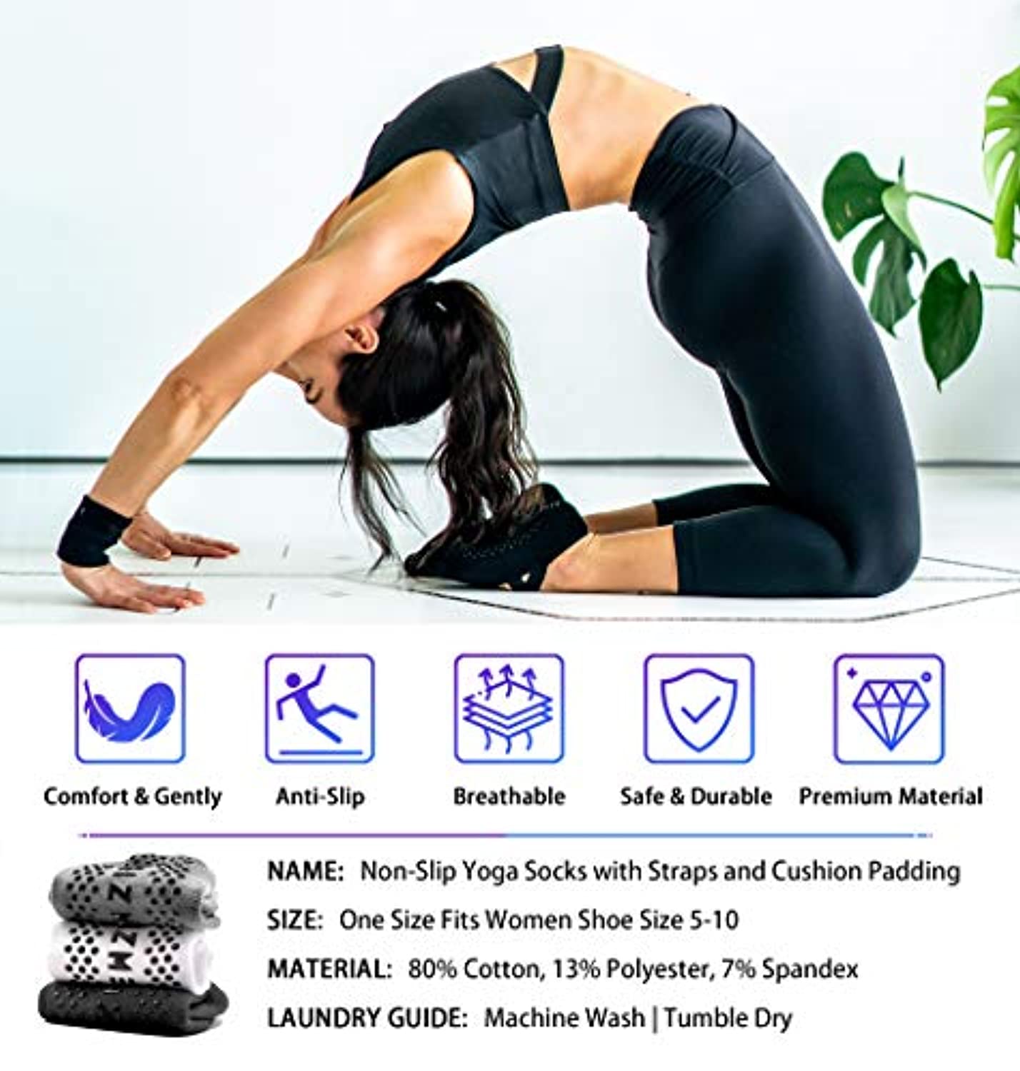 Calcetines Antideslizantes Para Yoga Con Correas De Agarre